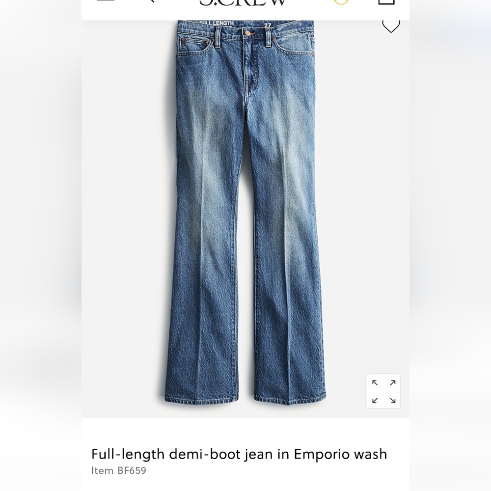 J. Crew Full Length Demi Boot Jeans
